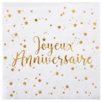 Serviette "Joyeux Anniversaire" or