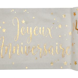 Chemin de table "Joyeux Anniversaire" or