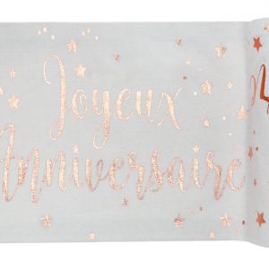 Chemin de table "Joyeux Anniversaire" rose gold