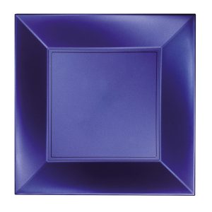 Assiette carrée 23x23cm Bleu