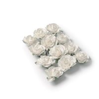 12 ROSES 3.5CM BLANCHE SUR TIGE PAPIER