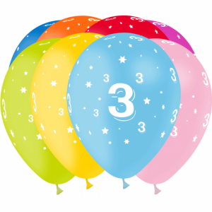 Ballon âge multicolore "3"