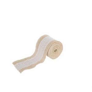 Toile de jute avec dentelle 8cm x 5m