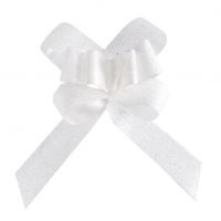 Mini nœud automatique pailleté blanc x10
