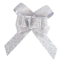 Mini nœud automatique pailleté argent x10