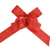 Mini nœud automatique pailleté rouge x10