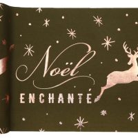 Chemin de table Noël enchanté kaki