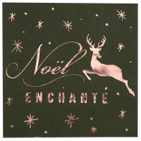 Serviettes Noël enchanté kaki