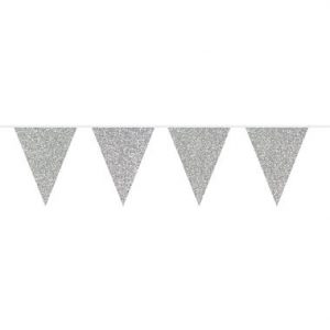 Guirlande fanion pailleté argent