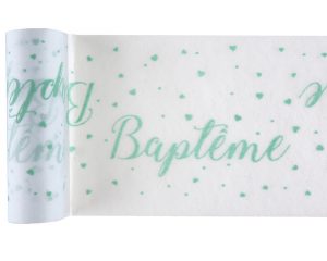 Chemin de table Baptême menthe