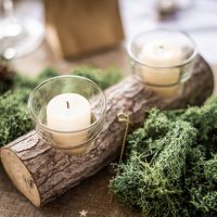 Double Bougeoir rondin de bois
