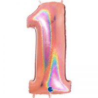 Ballon chiffre "1" alu 102 cm glitter rose gold