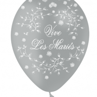 Ballons "Vive les mariés" Roses gris