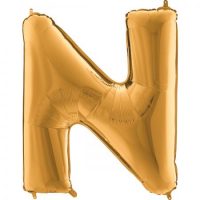 Ballon lettre "N" alu 102 cm doré