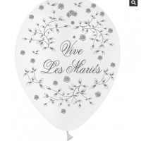 Ballons "Vive les mariés" Roses BLANC