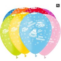 Ballon âge multicolore "Joyeux anniversaire"