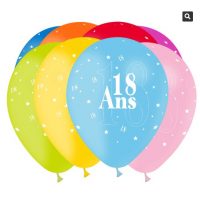 Ballon âge multicolore "18ans"