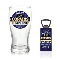 Coffret verre bière "les copains d'abord"