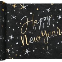 Chemin de table Happy New Year noir