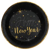 Assiettes Happy New Year noir