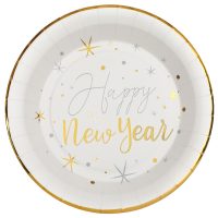 Assiettes Happy New Year blanc