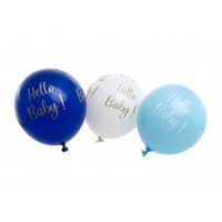 6 Ballons Hello Baby Bleu