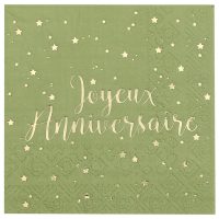 Serviette "Joyeux Anniversaire" sauge