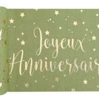 Chemin de table "Joyeux Anniversaire" Sauge