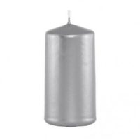 Bougie cylindre argent 6x10cm