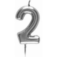 Bougie métallique Argent "2"