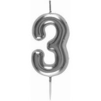 Bougie métallique Argent "3"