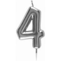 Bougie métallique Argent "4"