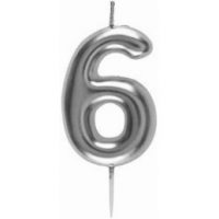 Bougie métallique Argent "6"