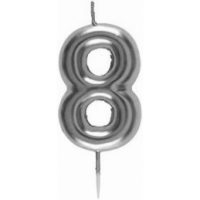 Bougie métallique Argent "8"