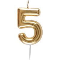Bougie métallique Or "5"