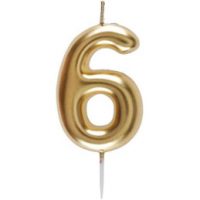 Bougie métallique Or "6"