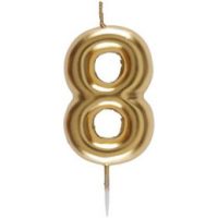Bougie métallique Or "8"