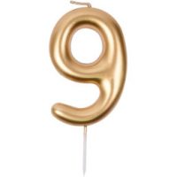 Bougie métallique Or "9"