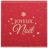 Serviettes Joyeux Noël scintillant rouge